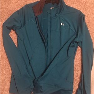Under armour light weight full zip teal jacket